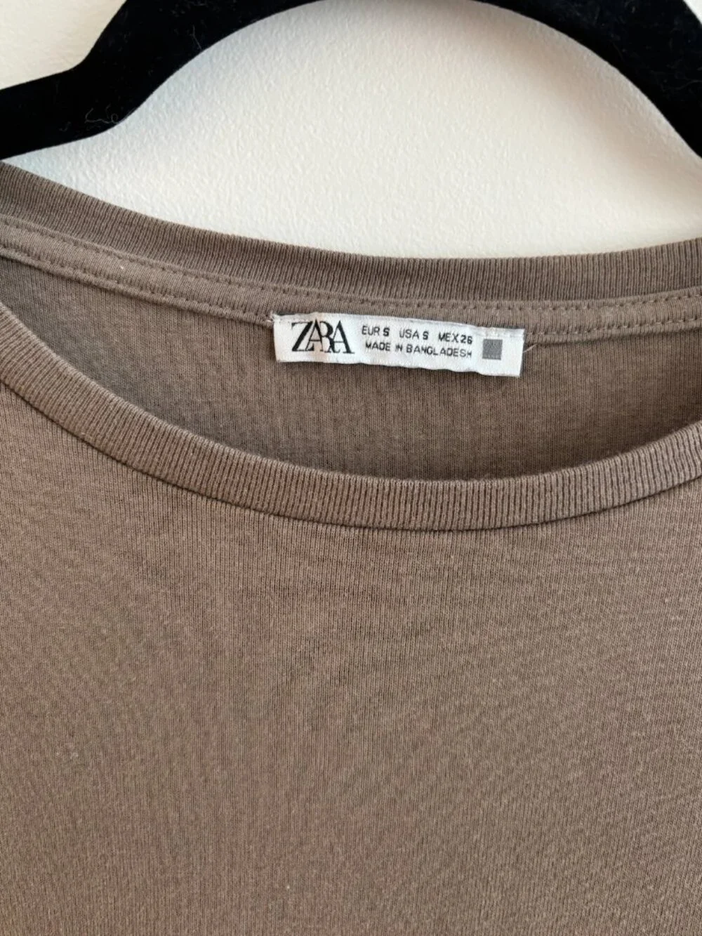 Zara 100% Cotton Soft Minimalist Basic Crew Neck Tee Size Small - Picture 4 of 6